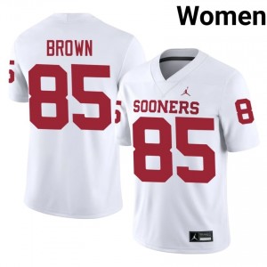Trey Brown #85 OU Jersey | Exclusive White College Football Women Swen 98000637