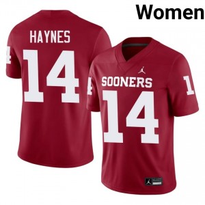 Elite Thread Trystan Haynes #14 Sooners Crimson Jersey | Women University Football Stitched Fan Gear 56303777