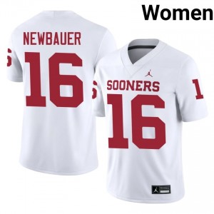 OU Sooners Whitt Newbauer #16 White Jersey | Premium Swen NCAA Football Women Apparel 60317348