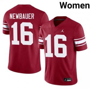 #16 Whitt Newbauer Oklahoma Sooners Crimson Throwback Jersey | Authentic Embroidery Women Player Football Gear 44513663