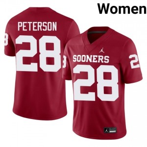 Crimson Adrian Peterson #28 OKLA Jersey | Women High School Football Moisture Wicking Stitched 26675374
