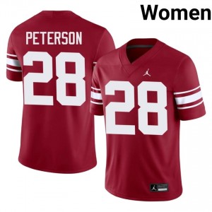 Adrian Peterson #28 Oklahoma Sooners Throwback Jersey | Iconic Crimson College Football Women Embroidery 11704422
