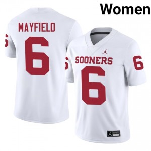 #6 Baker Mayfield OU Sooners White Jersey | Elite Swen Women Player Football Gear 26299920