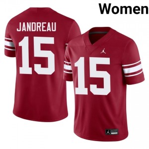 Oklahoma Sooners Beau Jandreau #15 Crimson Throwback Jersey | Pro Cut Embroidery NCAA Football Women Apparel 52607096
