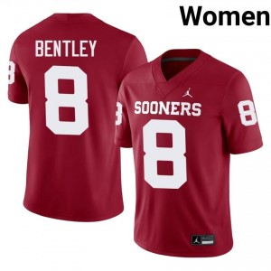 Sooners Bowe Bentley #8 Crimson Jersey | Genuine Stitched NCAA Football Women Apparel 45843566