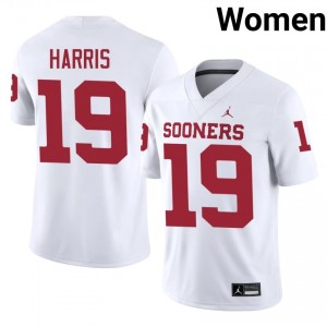 Brian Harris #19 OU Jersey | Exclusive White College Football Women Swen 93903486