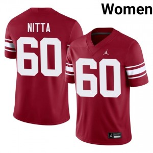 Crimson Caleb Nitta #60 OU Sooners Throwback Jersey | Women High School Football Licensed Embroidery 22723411
