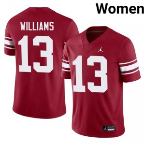 Crimson Caleb Williams #13 Oklahoma Sooners Throwback Jersey | Women High School Football Licensed Embroidery 82871170