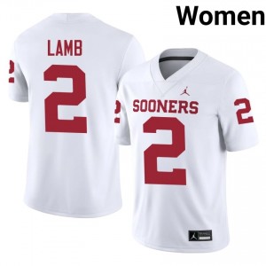 White CeeDee Lamb #2 OU Jersey | Women High School Football Fresh Swen 70453745