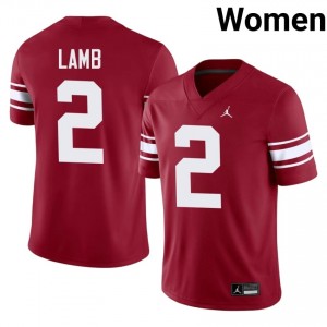 Officially Licensed CeeDee Lamb #2 Oklahoma Sooners Crimson Throwback Jersey | Women University Football Embroidery Fan Gear 92470143