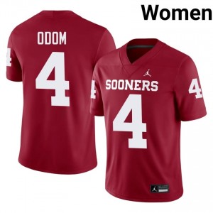 Crimson Daniel Odom #4 OKLA Jersey | Women High School Football Moisture Wicking Stitched 22199934