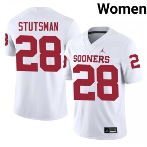 White Danny Stutsman #28 OU Sooners Jersey | Women High School Football Fresh Swen 17981642