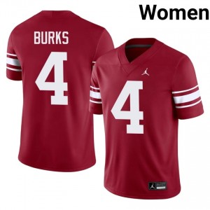 Crimson Deion Burks #4 OU Sooners Throwback Jersey | Women High School Football Licensed Embroidery 80876173