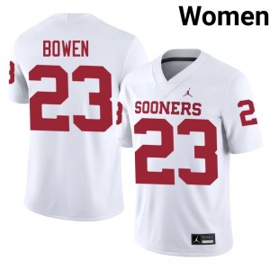 Durable Eli Bowen #23 Sooners White Jersey | Women University Football Swen Fan Gear 98003900