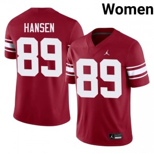 #89 Hayden Hansen Oklahoma Sooners Crimson Throwback Jersey | Authentic Embroidery Women Player Football Gear 82101706