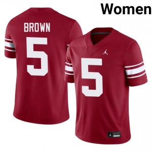 Hollywood Brown #5 Oklahoma Sooners Throwback Jersey | Iconic Crimson College Football Women Embroidery 83738854