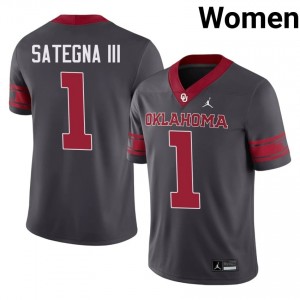 Anthracite Isaiah Sategna III #1 OKLA Alternate Jersey | Women High School Football Limited Stitched 40405531
