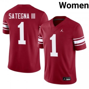 #1 Isaiah Sategna III OU Sooners Crimson Throwback Jersey | Authentic Embroidery Women Player Football Gear 59409889