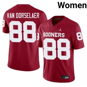 Crimson Jack Van Dorselaer #88 Oklahoma Jersey | Women High School Football Moisture Wicking Stitched 98400365