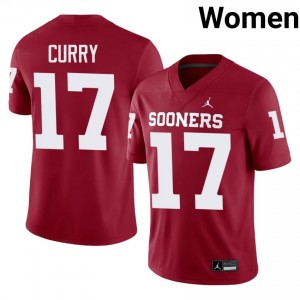 Oklahoma Jacob Curry #17 Crimson Jersey | Genuine Stitched NCAA Football Women Apparel 32532698