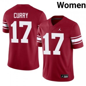 Crimson Jacob Curry #17 OU Sooners Throwback Jersey | Women High School Football Licensed Embroidery 24167860