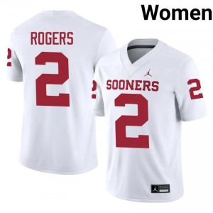 White Jahsiear Rogers #2 OU Jersey | Women High School Football Fresh Swen 92653012