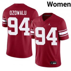 Officially Licensed Kenny Ozowalu #94 Oklahoma Sooners Crimson Throwback Jersey | Women University Football Embroidery Fan Gear 35001763