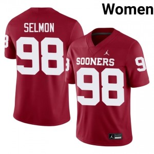#98 Lucious Selmon Sooners Crimson Jersey | Alumni Stitched Women Player Football Gear 57278766