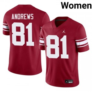 #81 Mark Andrews Oklahoma Sooners Crimson Throwback Jersey | Authentic Embroidery Women Player Football Gear 59112095