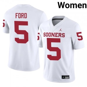 OU Sooners Markel Ford #5 White Jersey | Premium Swen NCAA Football Women Apparel 61853025