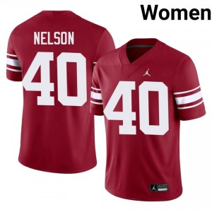 #40 Matthew Nelson OU Sooners Crimson Throwback Jersey | Authentic Embroidery Women Player Football Gear 14587856