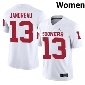 Sooners Niko Jandreau #13 White Jersey | Premium Swen NCAA Football Women Apparel 42011549