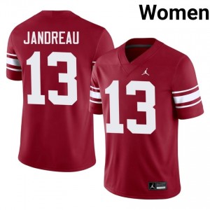 #13 Niko Jandreau OU Sooners Crimson Throwback Jersey | Authentic Embroidery Women Player Football Gear 60355355