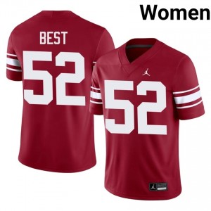 Officially Licensed Noah Best #52 Oklahoma Sooners Crimson Throwback Jersey | Women University Football Embroidery Fan Gear 24967073