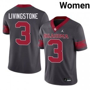 Top-Tier Parker Livingstone #3 OKLA Anthracite Alternate Jersey | Women University Football Stitched Fan Gear 94987719