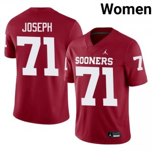 Crimson Peyton Joseph #71 OKLA Jersey | Women High School Football Moisture Wicking Stitched 96351620