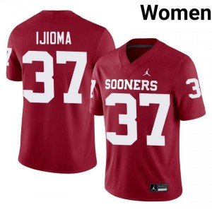 Crimson Prince Ijioma #37 Sooners Jersey | Women High School Football Moisture Wicking Stitched 25704653