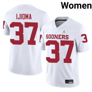 Durable Prince Ijioma #37 OU Sooners White Jersey | Women University Football Swen Fan Gear 43688126