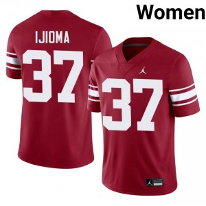 Prince Ijioma #37 Oklahoma Sooners Throwback Jersey | Iconic Crimson College Football Women Embroidery 15398536