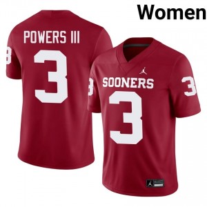 Elite Thread Reggie Powers III #3 Sooners Crimson Jersey | Women University Football Stitched Fan Gear 49234052