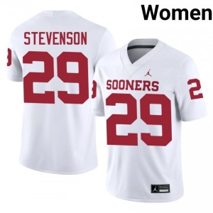 OU Rhamondre Stevenson #29 White Jersey | Premium Swen NCAA Football Women Apparel 38708477