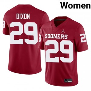 Crimson Ricky Dixon #29 Oklahoma Jersey | Women High School Football Moisture Wicking Stitched 24134665