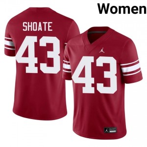 Oklahoma Sooners Rod Shoate #43 Crimson Throwback Jersey | Pro Cut Embroidery NCAA Football Women Apparel 39212013