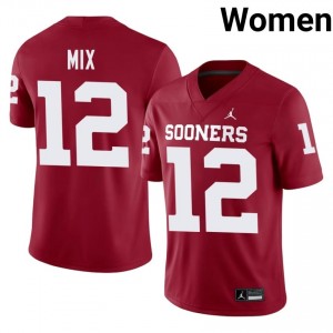 Crimson Ryder Mix #12 Sooners Jersey | Women High School Football Moisture Wicking Stitched 62296604