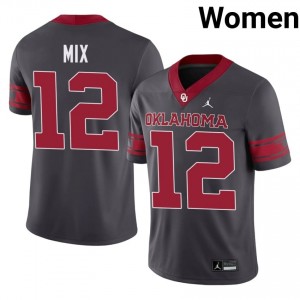 Oklahoma Ryder Mix #12 Anthracite Alternate Jersey | Essential Stitched NCAA Football Women Apparel 31058652