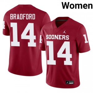 Elite Thread Sam Bradford #14 Oklahoma Crimson Jersey | Women University Football Stitched Fan Gear 88739246