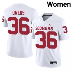 Durable Steve Owens #36 OU Sooners White Jersey | Women University Football Swen Fan Gear 89809489