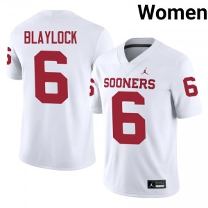 White Tory Blaylock #6 Sooners Jersey | Women High School Football Fresh Swen 30643084