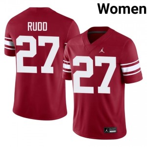 Officially Licensed Trace Rudd #27 Oklahoma Sooners Crimson Throwback Jersey | Women University Football Embroidery Fan Gear 53033481