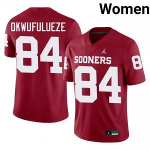 OKLA Xavier Okwufulueze #84 Crimson Jersey | Genuine Stitched NCAA Football Women Apparel 64728402